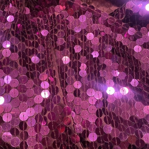 RARE Vtg Purple Sequin Oleg Cassini cocktail formal party midi long Dress sz 10 - Picture 10 of 16